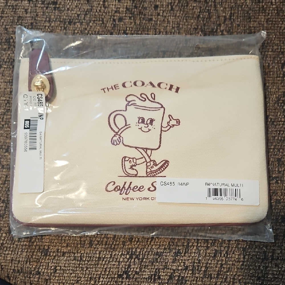 Coach Coffee Shop Little Miss Jo Cream Pouch Clutch Bag NWT
